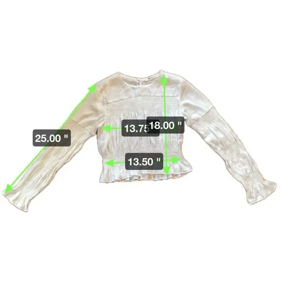 Impeccable Pig White Cropped Long Sleeve Elastic Waist Crew Neck Women’s Size M - Picture 7 of 7